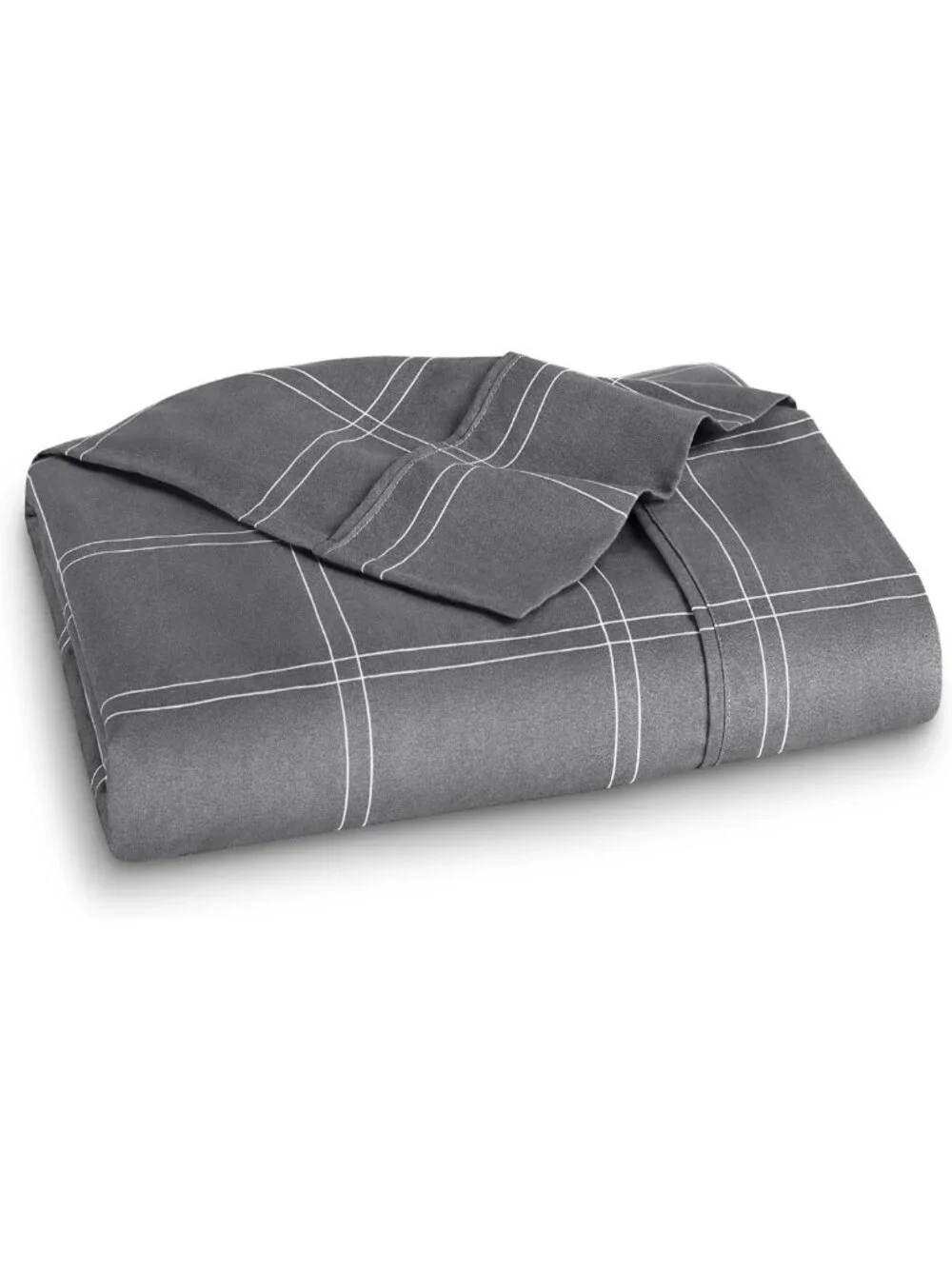 Premium 1800 Ultra-Soft Queen Flat Sheet - Hotel Luxury, Easy Care, Modern Plaid